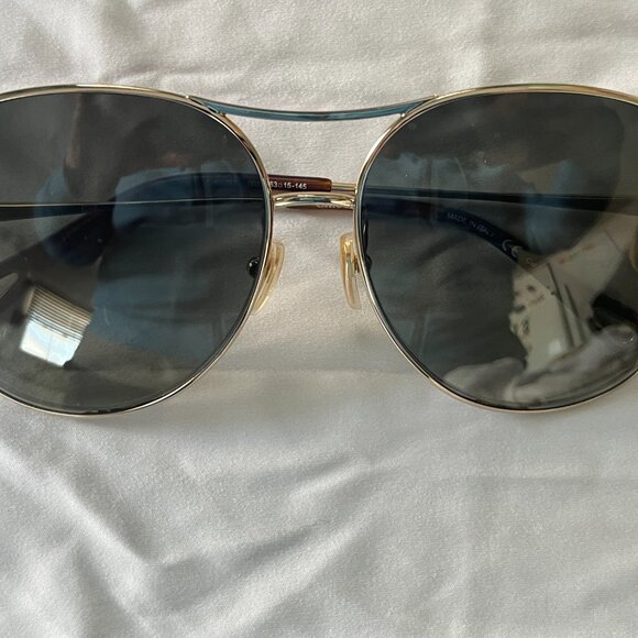 Chloe CH0028S Pilot Aviator Sunglasses Heart Detail Gold Frame Green Gradient - Picture 4 of 12